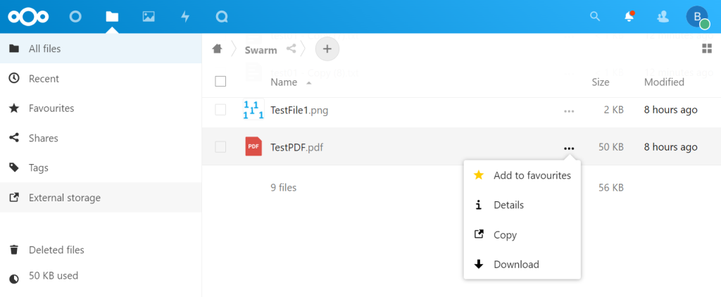 Nextcloud Swarm Plugin File View